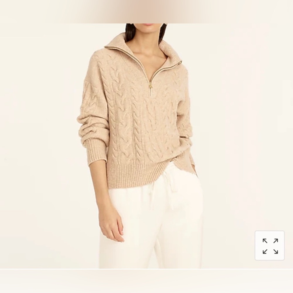 NWOT J Crew cable-knit Half-zip sweater in super soft yarn - size small